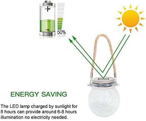 2 Pack Hanging Solar Powered LED Lights,Cracked Glass Ball Light, Waterproof Outdoor Christmas Decorative Lantern for Garden, Yard, Patio, Lawn (Colorful) - Image 4