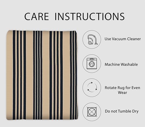 IOHOUZE 2x3 Striped Outdoor Door Mat, Washable Porch Rug, Black Tan - Image 5