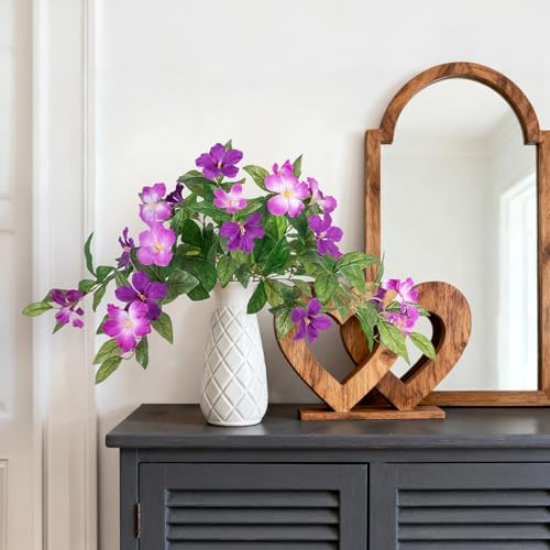 INXUGAO Artificial Hanging Faux Flowers for Outdoors Planters 2PCS Fake Flowers Silk Hibiscus Flowers for Outside Outdoor Faux Hanging Plants UV Resistant Spring Home Front Porch Decoration - Image 7