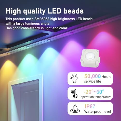Permanent Outdoor Light,150ft with 100 LED Eaves Lights,Smart RGB Outdoor Lights with 75 Scene Modes,IP67 Waterproof,for Halloween Decorations,Christmas,Party,App and Remote - Image 4