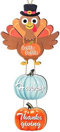 EpcrenAra Thanksgiving Door Hanging Sign Decorations, Wooden Fall Wall Hanger Decor Turkey Pumpkin Wreath Front Door Signs for Porch Wall Indoor Outdoor Deco by EpcrenAra