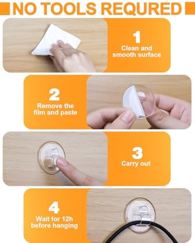 ispneay 48 Clear Waterproof Adhesive Hooks for Outdoor String Lights Clips - Image 3