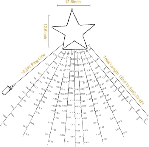 Christmas Decorations Star String Lights, 320 Multicolor LEDs Outdoor Waterproof Hanging Fairy Lights for Xmas New Year Holiday Party Yard Decor - Image 6