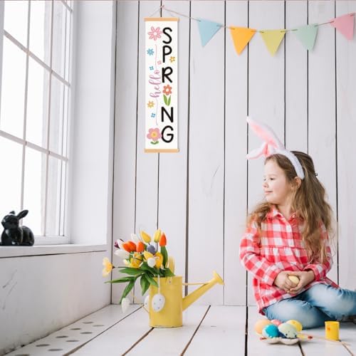 Spring Porch Banner, Hello Spring Door Banners, Hanging Door Banner, Seasonal Porch Banners, Springtime Party Decoration Outdoor Indoor Front for Home Farmhouse School Classroom - Image 6