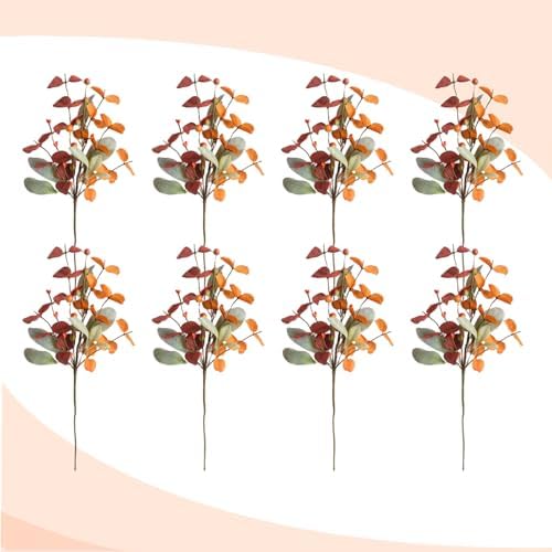 14 Inch Artificial Fall Wreath Branches, Set of 8 - Lambs Ears Eucalyptus Leaves Berry Stems for DIY Autumn Wedding Home Farmhouse Decor-Stems - Image 4