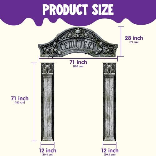 JOYIN 3 pcs Halloween Scary 3D Cemetery Archway Decorations, Spooky Gothic Horror Door Banners Sign Door Cover Decor, Halloween Indoor Outdoor Decoration for Party Supplies Haunted Home - Image 6