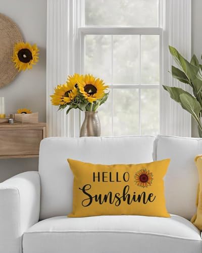 PANDICORN Spring Summer Yellow Throw Pillow Cover 12x20 Inch Hello Sunshine - Image 7