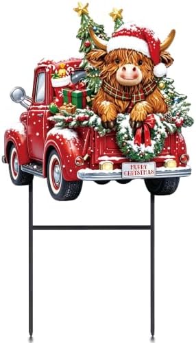 Amyhill Christmas Highland Cow Truck Outdoor Yard Decorations by Amyhill