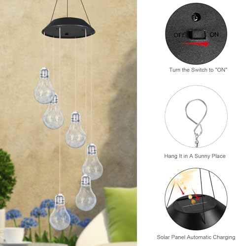 YHmall Colorful Solar Wind Chimes for Outside, Birthday Gifts for Women Mom - Image 5