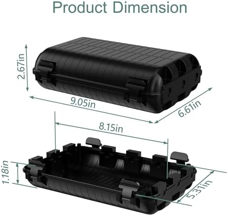 Outdoor Electrical Box(9.05x6.61x2.67inch), IP54 Waterproof Extension Cord Cover 9 Cable Entry Ports Connection Hider Box Safety Protector, Protect Plug, Holiday Light, Timer,and Power Strip, Black - Image 4