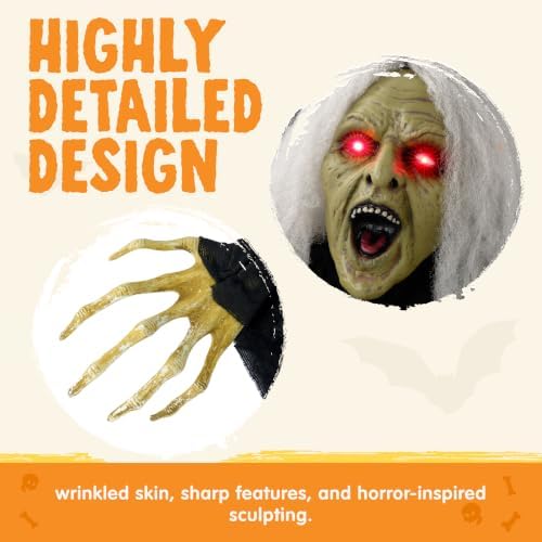 JOYIN Zombie Halloween Decoration Outdoor Witch Groundbreaker Halloween Graveyard Decor Outside, Scary Zombie Props with Sound Effect & Lighted Eyes for Haunted House, Lawn Yard Decorations - Image 5