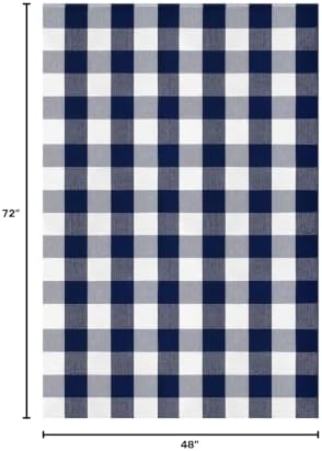 KOZYFLY Buffalo Plaid Rug 4x6 Ft Checkered Blue and White Front Door Mat - Image 2