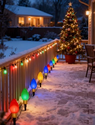 7Ft Christmas Pathway Lights Outdoor with 4 C9 LED Multicolor Bulbs - Image 6