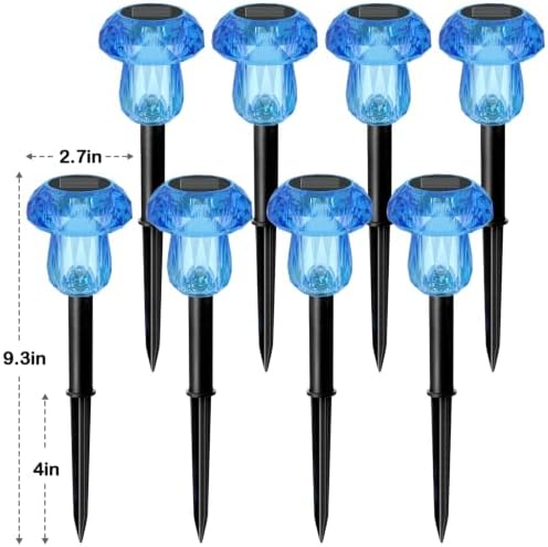 Solar Halloween Lights Outdoor 8 Pack Blue Garden Mushroom Decor - Image 7