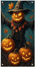 BlissYard Halloween Pumpkin Scarecrow Door Cover 35x71 Inch Polyester by BlissYard