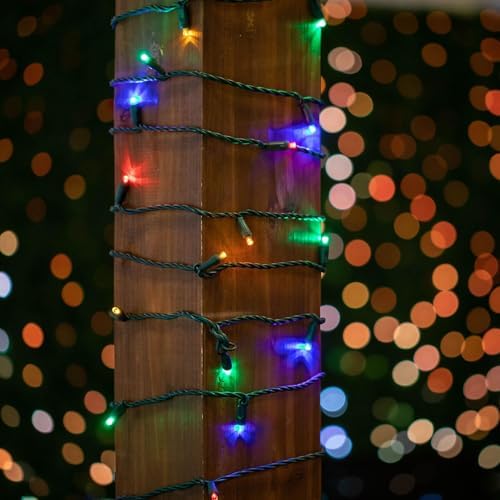 Novelty Lights 34ft 100 LED Multicolor Christmas String Lights, Brown Wire - Image 3