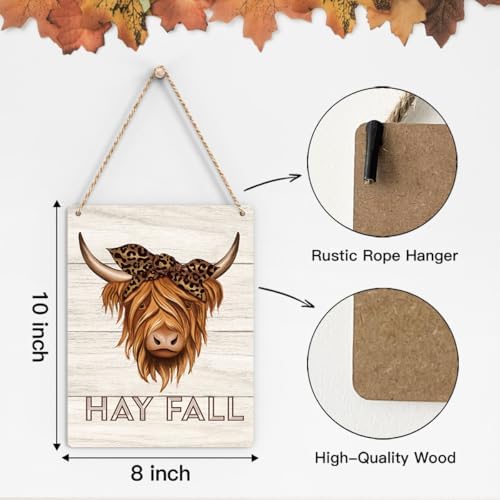 FREHVN Fall Decorations for Home Office Front Door Decor Signs, Fall Sign, Fall Decor, Fall Western Cow Leopard Print Sign, Autumn Wall Hanging Decor 8 X 10 Inch - Image 2