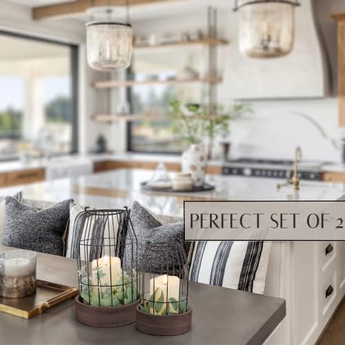 Rustic Farmhouse Lantern Decor Set of 2 - Stylish Decorative Lanterns - Image 4