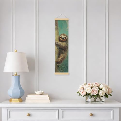 Sloth Porch Decor Banner, 31.5 x 7.8 Inch Canvas Hanging Banner with Wooden Rods, Jungle Animal Wall Accent for Nursery, Playroom, Classroom, Patio, Indoor Outdoor Display - Image 5