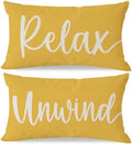 Decorative Throw Pillow Covers 12x20 Set of 2 Relax Unwind, Yellow by HERHOME