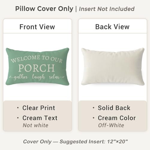 PANDICORN Outdoor Throw Pillow Covers 12x20 Inch Set of 2, Eucalyptus Green - Image 4