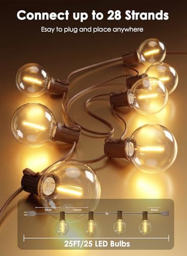 25FT G40 LED Brown Outdoor String Lights with 25 Plastic Shatterproof Bulbs - Image 2