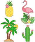 Putuo Decor Tropical Metal Wall Decor Set of 4, Pineapple Flamingo Palm Tree Cactus Tin Wall Art, Distressed Wall Hanging for Bathroom Patio Tiki Bar Pool Beach House Decor by PUTUODECOR