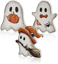 Smile 3 Pcs Wooden Blocks Signs, Happy Halloween Ghost Indoor Decor by Sme