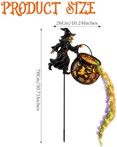 Halloween Decorations Outdoor-Witch Cauldron with Cascading Lights(Black-G) - Image 2