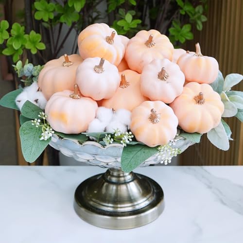 Winlyn 12 Pcs Harvest Orange Artificial Pumpkins Fall Faux Pumpkins Light Orange Decorative Pumpkins Fake Foam Pumpkins for Thanksgiving Party Halloween Autumn Wedding Centerpiece Table Wreath Décor - Image 7