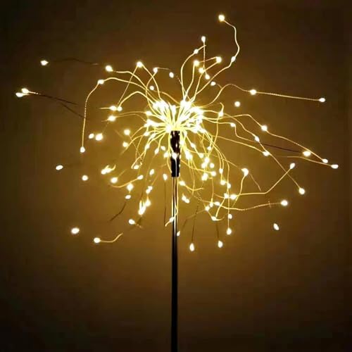 JJGoo Solar Firework Lights, 4 Pack 120 LEDs 2 Lighting Modes Solar Garden Lights Outdoor Waterproof for Yard Patio Walkway Pathway Party Wedding Christmas Decorative - Warm White - Image 7
