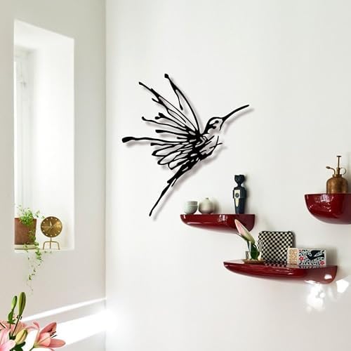 3D Metal Hummingbird Wall Art, Black Outdoor Decor, Waterproof(12.3"x16.5") - Image 6