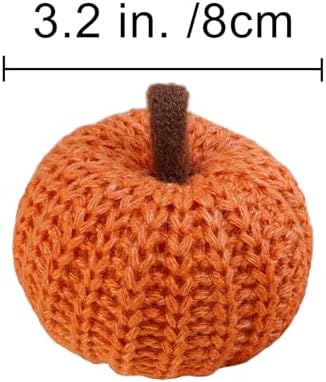 Winlyn Set of 6 Faux Fall Orange Crochet Pumpkins - Small Knit Foam Pumpkins for Rustic Farmhouse Decor, Harvest, Thanksgiving, Halloween, Autumn Table, Bowl, Tiered Tray, Mantel - Image 2