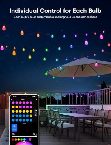 APPECK RGBW Outdoor String Lights 100ft, Smart Patio Light with 30 LED Bulb - Image 5