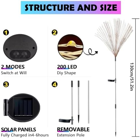 6-Pack Solar Firework Lights for Outside Waterproof Garden Fairy Lights - Image 7