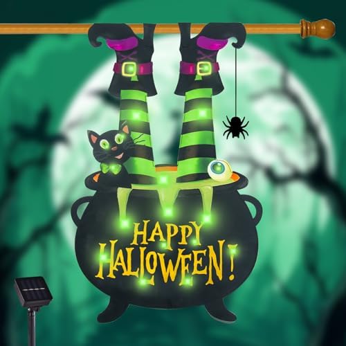 Halloween Lighted Garden Flag, Witch Feet Yard Decor, 28x40 In by FLAGMESAGE