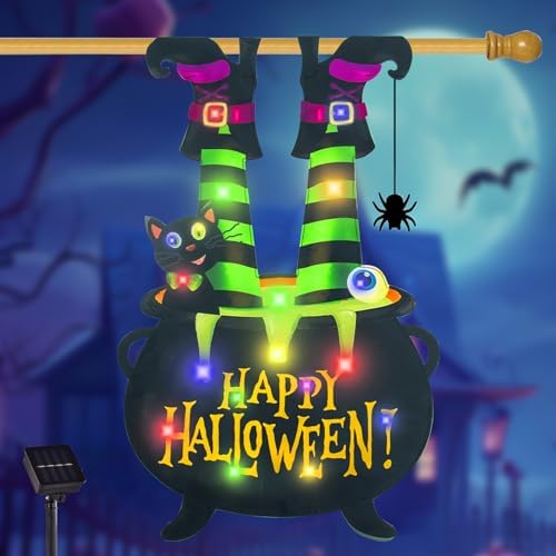 Halloween Lighted Garden Flag, Witch Feet Yard Decor, 28x40 In by FLAGMESAGE