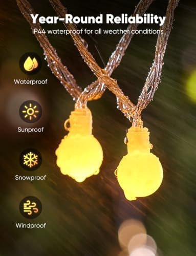 Minetom Globe String Lights, 66 Feet 200 Led Fairy Lights Plug in - Image 4