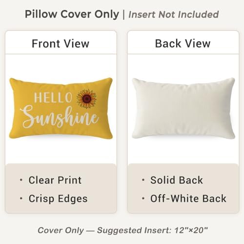 PANDICORN Hello Sunshine Throw Pillow Cover 12x20 Inch Sunflower, Yellow - Image 4