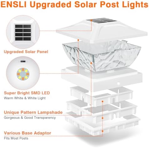 12 Pack Solar Post Cap Lights, 2 Modes Bright Solar Post Lights Outdoor Waterproof, Outdoor Post Lights Solar Powered Deck Lights for 4x4 4.5x4.5 5x5 Posts for Garden Decor - Image 6