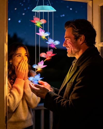 Solar Wind Chime for Ouside, Color Changing Dynamic Butterfly Wind Chimes - Image 7