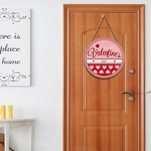 Happy Valentine's Day Welcome Door Sign 12”x12” Valentines Day Decorations Door Hanger Rustic Wooden Hanging Wall Plaque Sign Valentine Wreaths for Front Door Porch Farmhouse Housewarming - Image 5