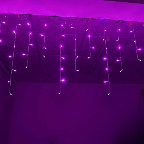 YOLIGHT 13ft 96 LED Icicle String Lights with Memory Function Controller, Indoor Curtain Fairy Lights Halloween Hanging Decoration for Patio Garden Bedroom Christmas Wedding (Purple) - Image 5