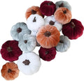 Winlyn 16 Pcs Assorted Fall Artificial Velvet Pumpkins Small Decorative Fabric Rustic Foam Pumpkins in Burgundy Bronze Gray White for Autumn Wedding Halloween Thanksgiving Table Centerpiece by Winlyn