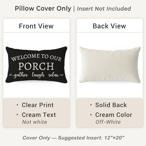 PANDICORN Outdoor Decorative Throw Pillow Covers 12x20 Inch Set of 2, Black - Image 3