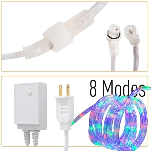 50ft Rope Lights For Outside, Connectable & Flexible Tube Lights with 8 Modes Controller,Waterproof Multicolor LED Rope Lighting for Deck,Garden,Pool,Patio,Bedroom,Indoor & Outdoor Landscape Lighting - Image 6