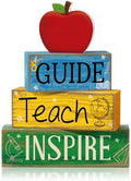 Yuntau 4 Pcs Back to School Gift for Teacher Wooden Apple Table Decor by Yuntau