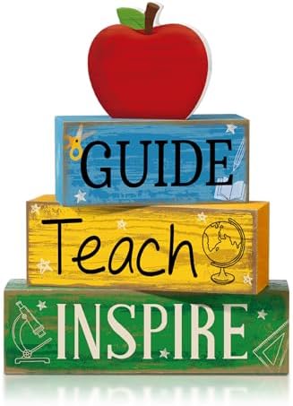 Yuntau 4 Pcs Back to School Gift for Teacher Wooden Apple Table Decor by Yuntau
