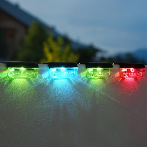 Herzila Solar Step Lights Outdoor, 8 Pack RGB Color Changing Christmas Solar Fence Lights, Waterproof Deck Lights for Outside, Step, Fence, Deck, Stair, Pool and Yard by Herzila