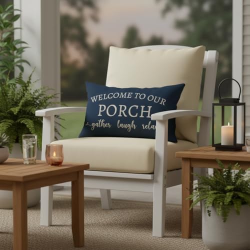 PANDICORN Outdoor Lumbar Throw Pillow Covers 12x20 Inch Set of 2, Blue - Image 3